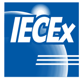 An image of the IECEx certification icon associated with the ATEX units manufactured by Magnetic Sensors Corp, indicating that these sensors have been tested and approved for use in explosive atmospheres in accordance with international safety standards set by the International Electrotechnical Commission (IEC).